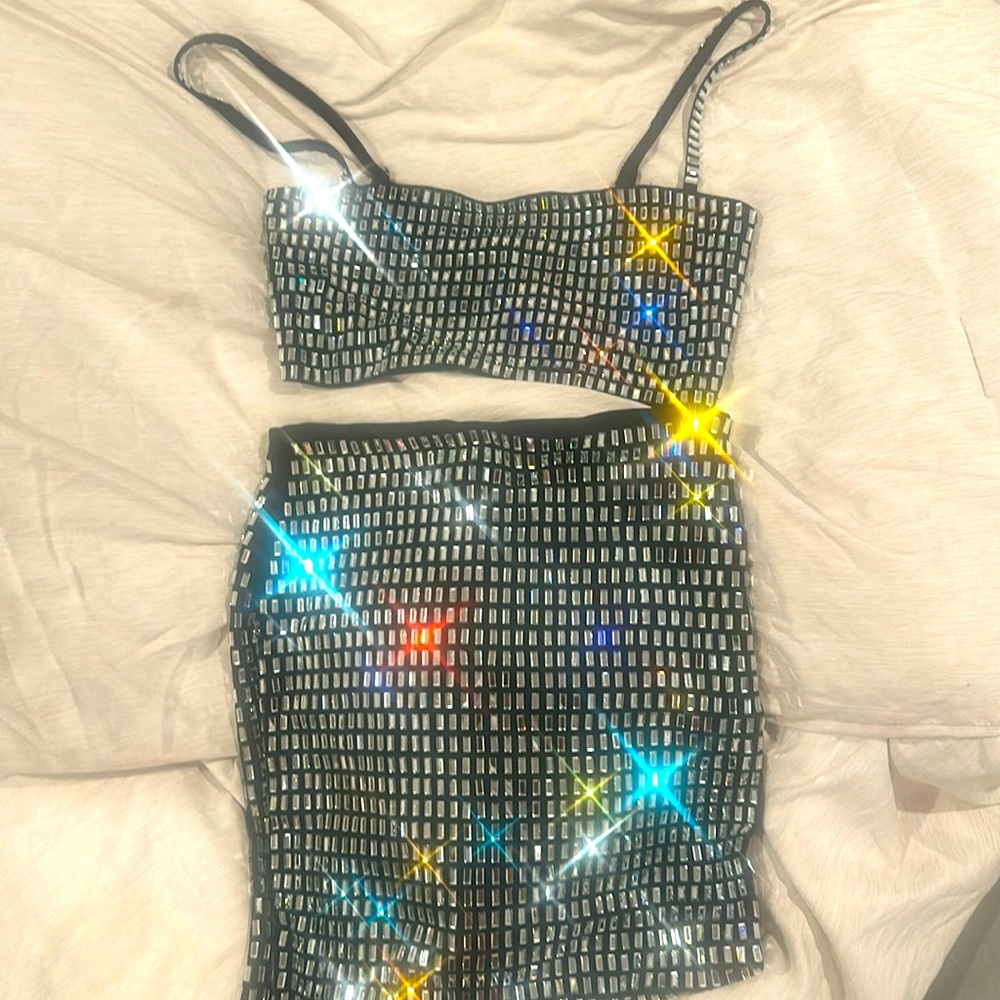 Shiny bedazzle two piece set